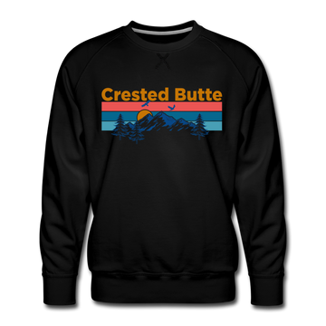 Premium Crested Butte Sweatshirt - Retro Mountain & Birds Premium Men's Crested Butte Sweatshirt - black
