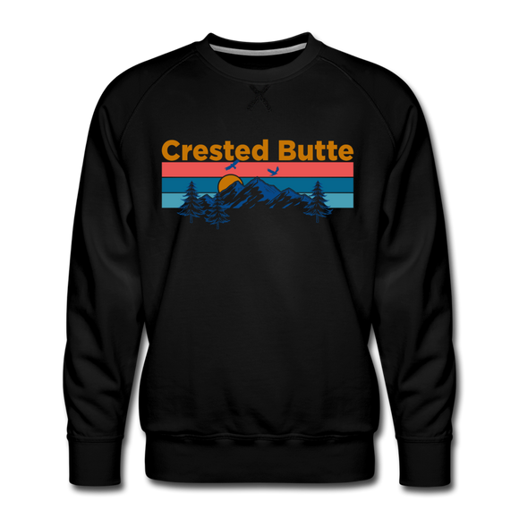 Premium Crested Butte Sweatshirt - Retro Mountain & Birds Premium Men's Crested Butte Sweatshirt - black