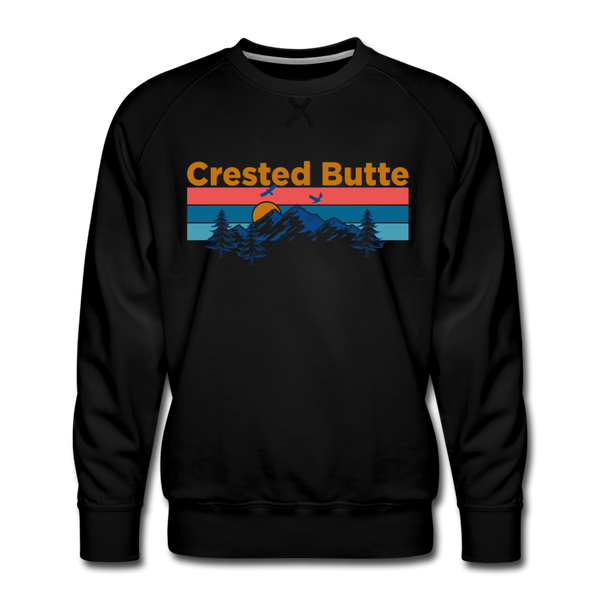 Premium Crested Butte Sweatshirt - Retro Mountain & Birds Premium Men's Crested Butte Sweatshirt - black