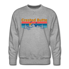 Premium Crested Butte Sweatshirt - Retro Mountain & Birds Premium Men's Crested Butte Sweatshirt - heather grey