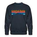 Premium Crested Butte Sweatshirt - Retro Mountain & Birds Premium Men's Crested Butte Sweatshirt - navy