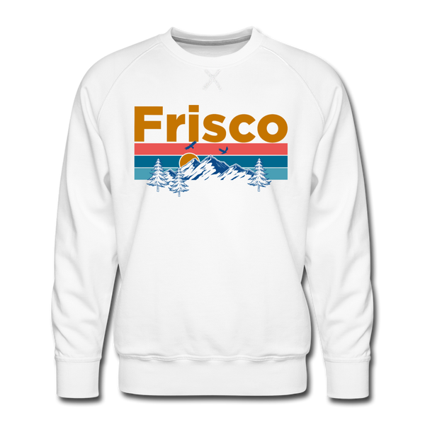 Premium Frisco, Colorado Sweatshirt - Retro Mountain & Birds Premium Men's Frisco Sweatshirt - white