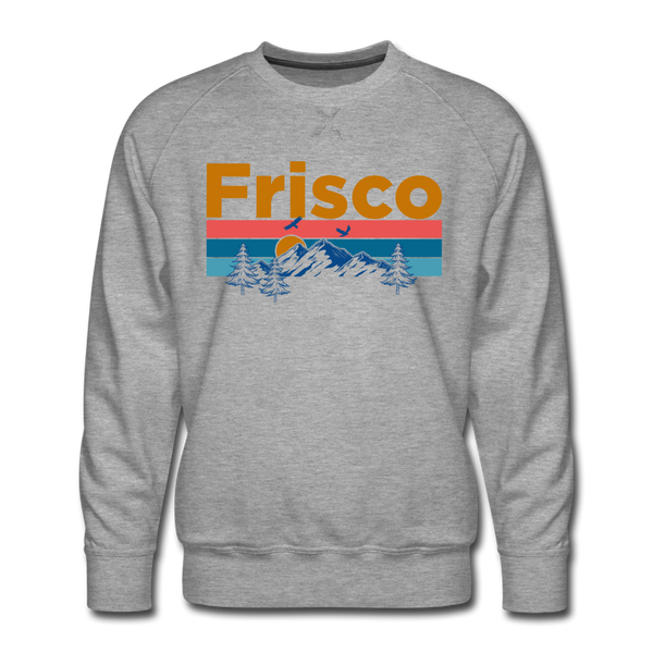 Premium Frisco, Colorado Sweatshirt - Retro Mountain & Birds Premium Men's Frisco Sweatshirt - heather grey