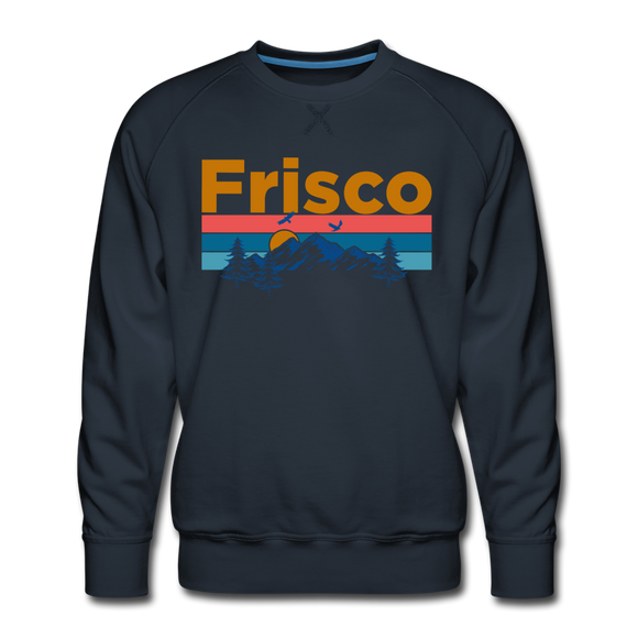 Premium Frisco, Colorado Sweatshirt - Retro Mountain & Birds Premium Men's Frisco Sweatshirt - navy