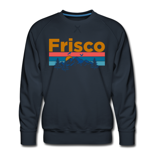 Premium Frisco, Colorado Sweatshirt - Retro Mountain & Birds Premium Men's Frisco Sweatshirt - navy
