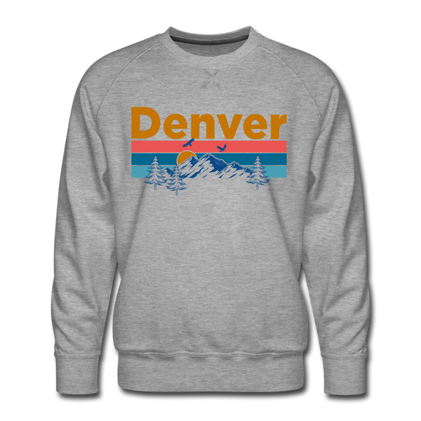 Premium Denver, Colorado Sweatshirt - Retro Mountain & Birds Premium Men's Denver Sweatshirt - heather grey