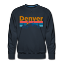 Premium Denver, Colorado Sweatshirt - Retro Mountain & Birds Premium Men's Denver Sweatshirt - navy
