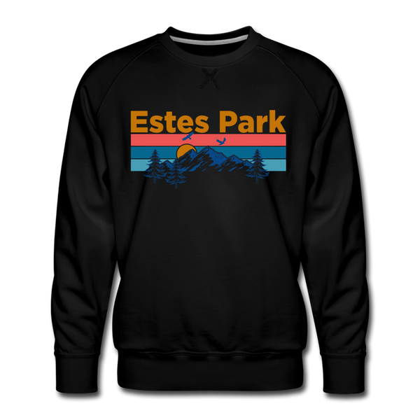 Premium Estes Park, Colorado Sweatshirt - Retro Mountain & Birds Premium Men's Estes Park Sweatshirt - black
