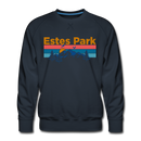 Premium Estes Park, Colorado Sweatshirt - Retro Mountain & Birds Premium Men's Estes Park Sweatshirt - navy