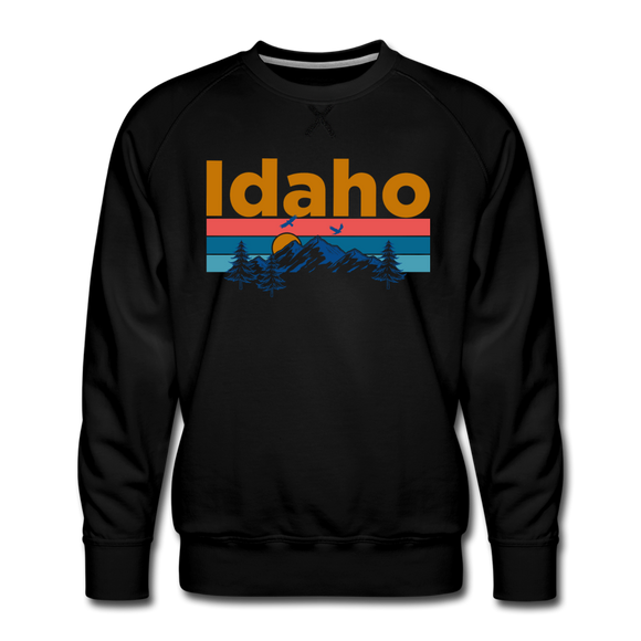 Premium Idaho Sweatshirt - Retro Mountain & Birds Premium Men's Idaho Sweatshirt - black