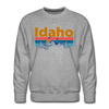 Premium Idaho Sweatshirt - Retro Mountain & Birds Premium Men's Idaho Sweatshirt - heather grey