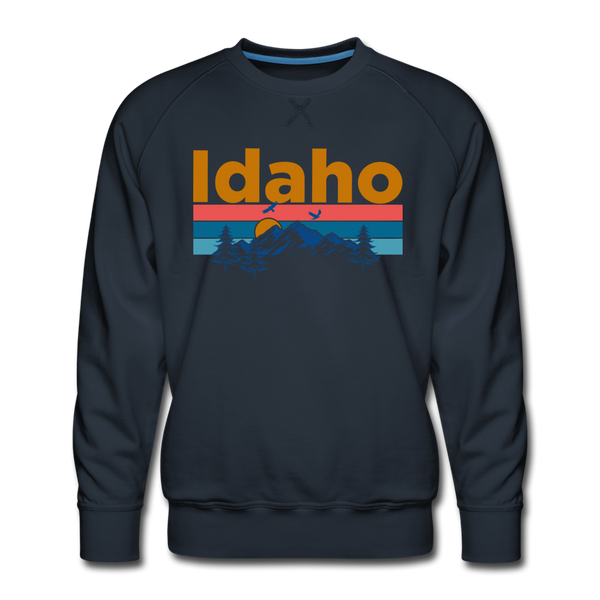 Premium Idaho Sweatshirt - Retro Mountain & Birds Premium Men's Idaho Sweatshirt - navy