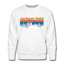 Premium Jackson Hole, Wyoming Sweatshirt - Retro Mountain & Birds Premium Men's Jackson Hole Sweatshirt - white