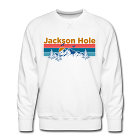 Premium Jackson Hole, Wyoming Sweatshirt - Retro Mountain & Birds Premium Men's Jackson Hole Sweatshirt