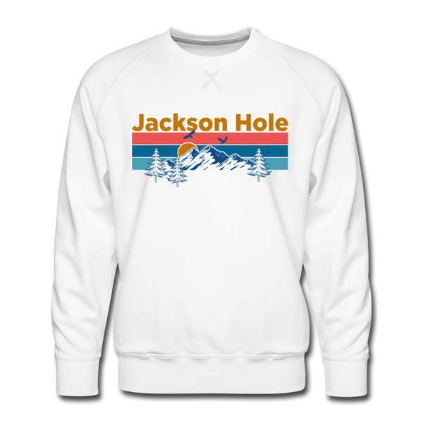 Premium Jackson Hole, Wyoming Sweatshirt - Retro Mountain & Birds Premium Men's Jackson Hole Sweatshirt - white