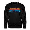 Premium Jackson Hole, Wyoming Sweatshirt - Retro Mountain & Birds Premium Men's Jackson Hole Sweatshirt - black