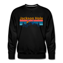 Premium Jackson Hole, Wyoming Sweatshirt - Retro Mountain & Birds Premium Men's Jackson Hole Sweatshirt - black