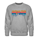 Premium Jackson Hole, Wyoming Sweatshirt - Retro Mountain & Birds Premium Men's Jackson Hole Sweatshirt - heather grey