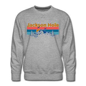 Premium Jackson Hole, Wyoming Sweatshirt - Retro Mountain & Birds Premium Men's Jackson Hole Sweatshirt