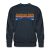 Premium Jackson Hole, Wyoming Sweatshirt - Retro Mountain & Birds Premium Men's Jackson Hole Sweatshirt - navy