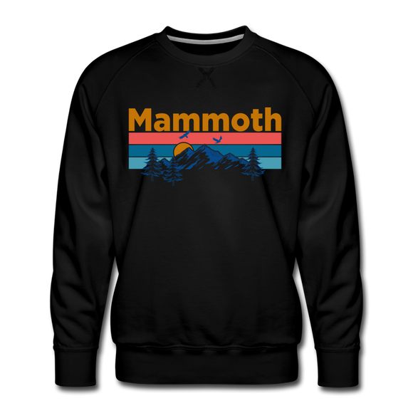 Premium Mammoth, California Sweatshirt - Retro Mountain & Birds Premium Men's Mammoth Sweatshirt - black