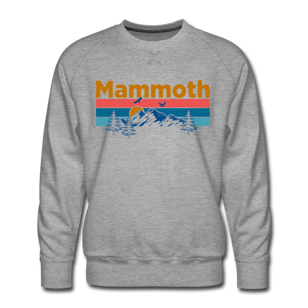 Premium Mammoth, California Sweatshirt - Retro Mountain & Birds Premium Men's Mammoth Sweatshirt - heather grey