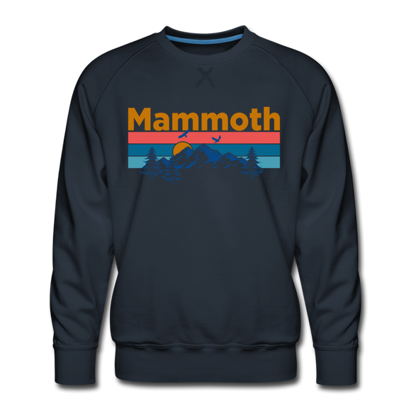 Premium Mammoth, California Sweatshirt - Retro Mountain & Birds Premium Men's Mammoth Sweatshirt - navy