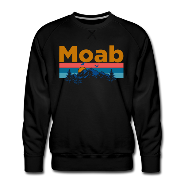 Premium Moab, Utah Sweatshirt - Retro Mountain & Birds Premium Men's Moab Sweatshirt - black