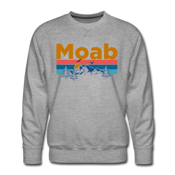 Premium Moab, Utah Sweatshirt - Retro Mountain & Birds Premium Men's Moab Sweatshirt - heather grey