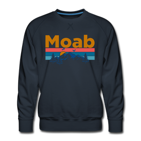 Premium Moab, Utah Sweatshirt - Retro Mountain & Birds Premium Men's Moab Sweatshirt - navy