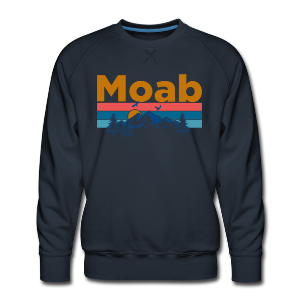 Premium Moab, Utah Sweatshirt - Retro Mountain & Birds Premium Men's Moab Sweatshirt - navy
