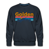 Premium Golden, Colorado Sweatshirt - Retro Mountain & Birds Premium Men's Golden Sweatshirt - navy