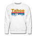 Premium Lake Tahoe, California Sweatshirt - Retro Mountain & Birds Premium Men's Lake Tahoe Sweatshirt - white
