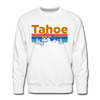 Premium Lake Tahoe, California Sweatshirt - Retro Mountain & Birds Premium Men's Lake Tahoe Sweatshirt - white