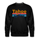 Premium Lake Tahoe, California Sweatshirt - Retro Mountain & Birds Premium Men's Lake Tahoe Sweatshirt - black