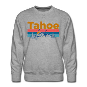 Premium Lake Tahoe, California Sweatshirt - Retro Mountain & Birds Premium Men's Lake Tahoe Sweatshirt