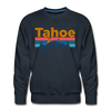 Premium Lake Tahoe, California Sweatshirt - Retro Mountain & Birds Premium Men's Lake Tahoe Sweatshirt - navy