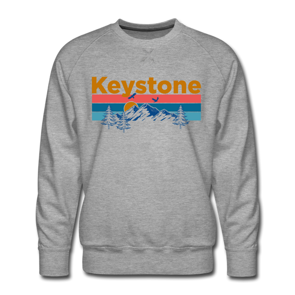 Premium Keystone, Colorado Sweatshirt - Retro Mountain & Birds Premium Men's Keystone Sweatshirt - heather grey