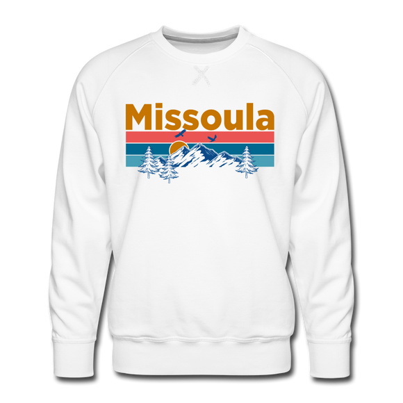 Premium Missoula, Montana Sweatshirt - Retro Mountain & Birds Premium Men's Missoula Sweatshirt - white