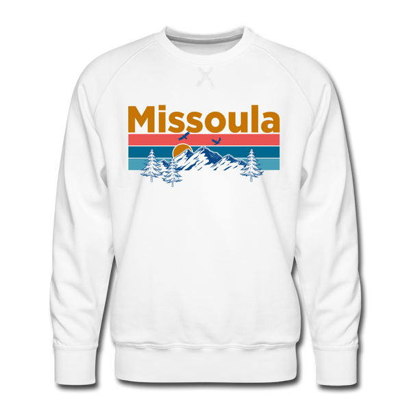 Premium Missoula, Montana Sweatshirt - Retro Mountain & Birds Premium Men's Missoula Sweatshirt - white