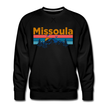 Premium Missoula, Montana Sweatshirt - Retro Mountain & Birds Premium Men's Missoula Sweatshirt - black