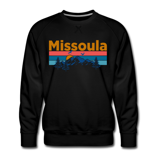 Premium Missoula, Montana Sweatshirt - Retro Mountain & Birds Premium Men's Missoula Sweatshirt - black
