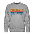 Premium Missoula, Montana Sweatshirt - Retro Mountain & Birds Premium Men's Missoula Sweatshirt - heather grey