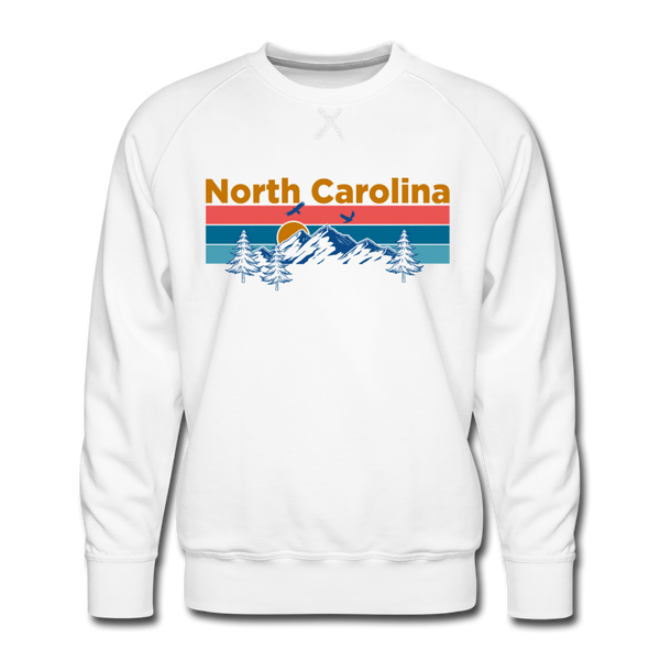 Premium North Carolina Sweatshirt - Retro Mountain & Birds Premium Men's North Carolina Sweatshirt - white