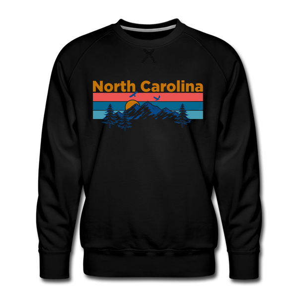 Premium North Carolina Sweatshirt - Retro Mountain & Birds Premium Men's North Carolina Sweatshirt - black