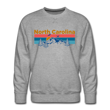 Premium North Carolina Sweatshirt - Retro Mountain & Birds Premium Men's North Carolina Sweatshirt - heather grey