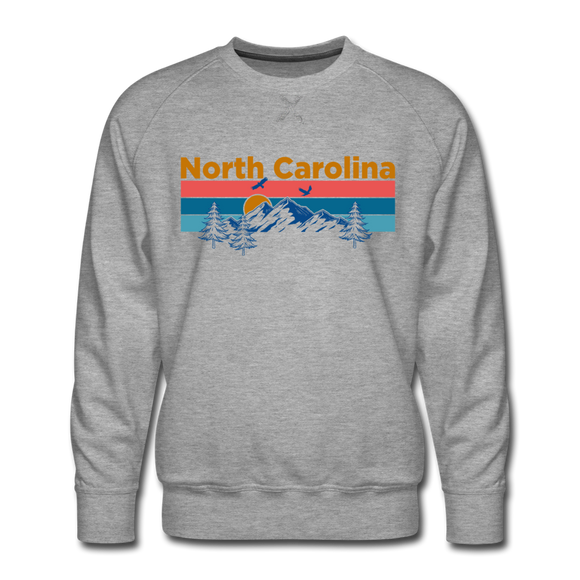 Premium North Carolina Sweatshirt - Retro Mountain & Birds Premium Men's North Carolina Sweatshirt - heather grey