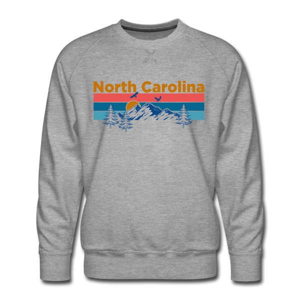 Premium North Carolina Sweatshirt - Retro Mountain & Birds Premium Men's North Carolina Sweatshirt - heather grey