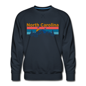 Premium North Carolina Sweatshirt - Retro Mountain & Birds Premium Men's North Carolina Sweatshirt - navy