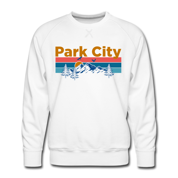 Premium Park City, Utah Sweatshirt - Retro Mountain & Birds Premium Men's Park City Sweatshirt - white